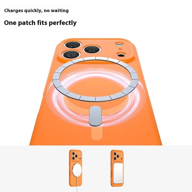Funda para iPhone 17 Pro Max Compatible con MagSafe, Ajuste Preciso de PC + Silicona Líquida, Carcasa Protectora - Naranja Fluorescente
