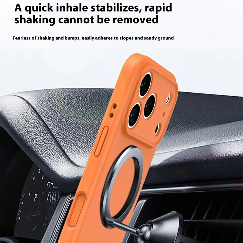 Funda para iPhone 17 Pro Max Compatible con MagSafe, Ajuste Preciso de PC + Silicona Líquida, Carcasa Protectora - Naranja Fluorescente