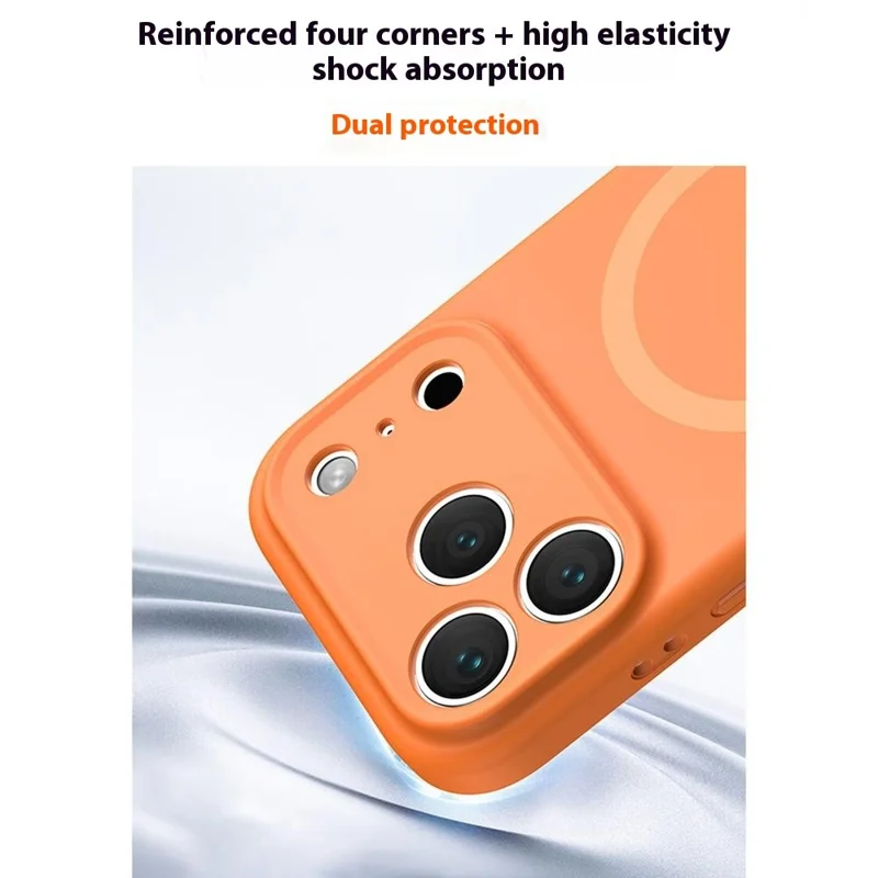 Funda para iPhone 17 Pro Max Compatible con MagSafe, Ajuste Preciso de PC + Silicona Líquida, Carcasa Protectora - Naranja Fluorescente