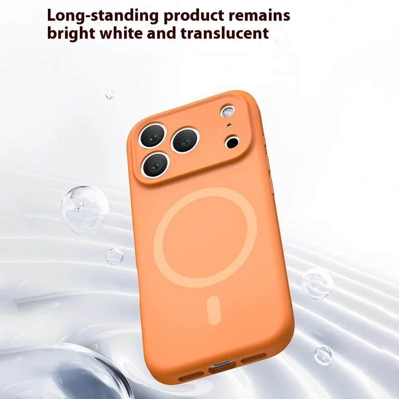Funda para iPhone 17 Pro Max Compatible con MagSafe, Ajuste Preciso de PC + Silicona Líquida, Carcasa Protectora - Naranja Fluorescente