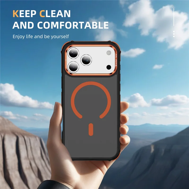 For iPhone 17 Pro Case with Lens Kickstand Matte Phone Back Cover Compatible with MagSafe - Orange