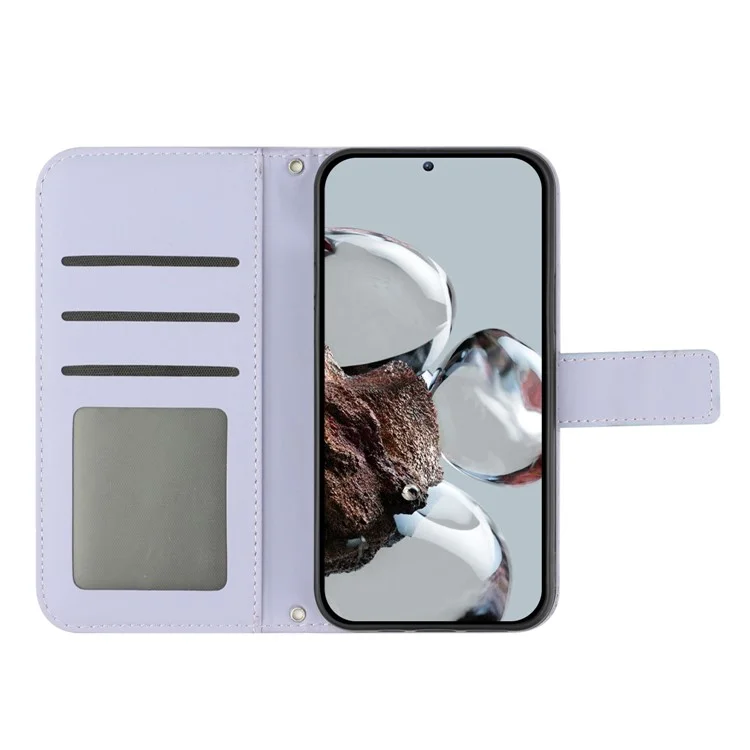Für Xiaomi 12T 5G / 12t Pro 5g / Redmi K50 Ultra 5G HT04 Geprinktes Sonnenblumen Flip Wallet Deckel Haut-touch-leder-ständer Magnetschock Schockdes Folio-telefonhülle Mit Schultergurt - Helles Lila