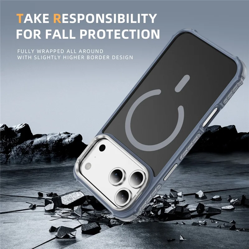 For iPhone 17 Pro Max Case with Lens Kickstand Matte Phone Back Cover Compatible with MagSafe - Grey