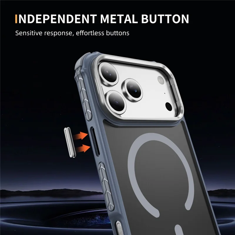 For iPhone 17 Pro Max Case with Lens Kickstand Matte Phone Back Cover Compatible with MagSafe - Grey