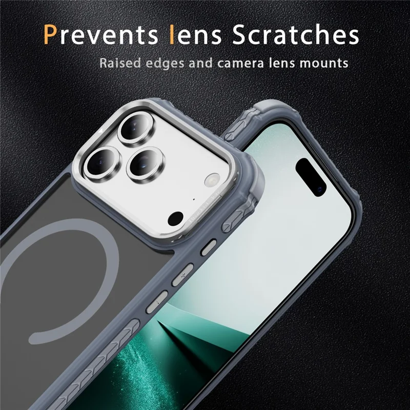 For iPhone 17 Pro Max Case with Lens Kickstand Matte Phone Back Cover Compatible with MagSafe - Grey