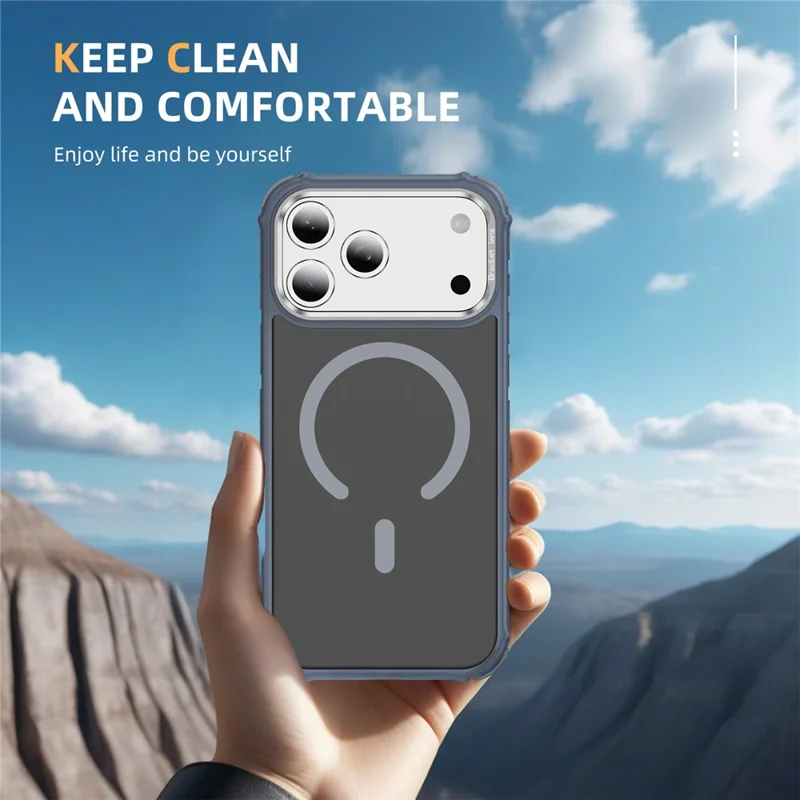 For iPhone 17 Pro Max Case with Lens Kickstand Matte Phone Back Cover Compatible with MagSafe - Grey