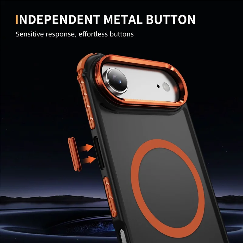 For iPhone 17 Air Case with Lens Kickstand Matte Phone Back Cover Compatible with MagSafe - Orange