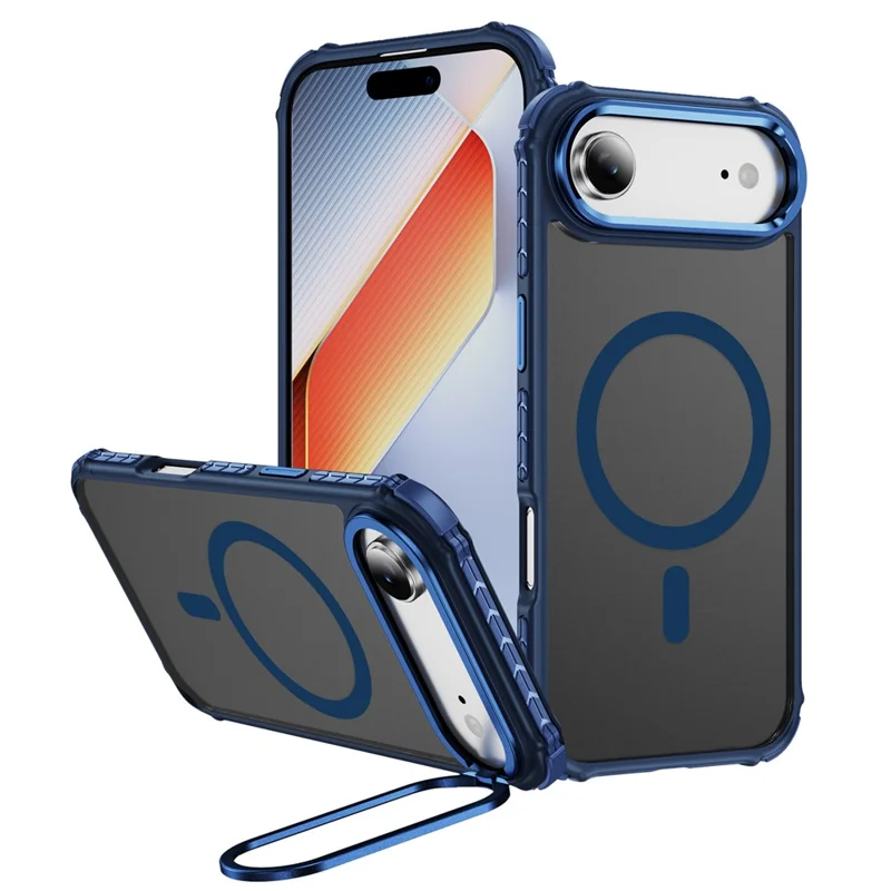 For iPhone Air Case with Lens Kickstand Matte Phone Back Cover Compatible with MagSafe - Blue