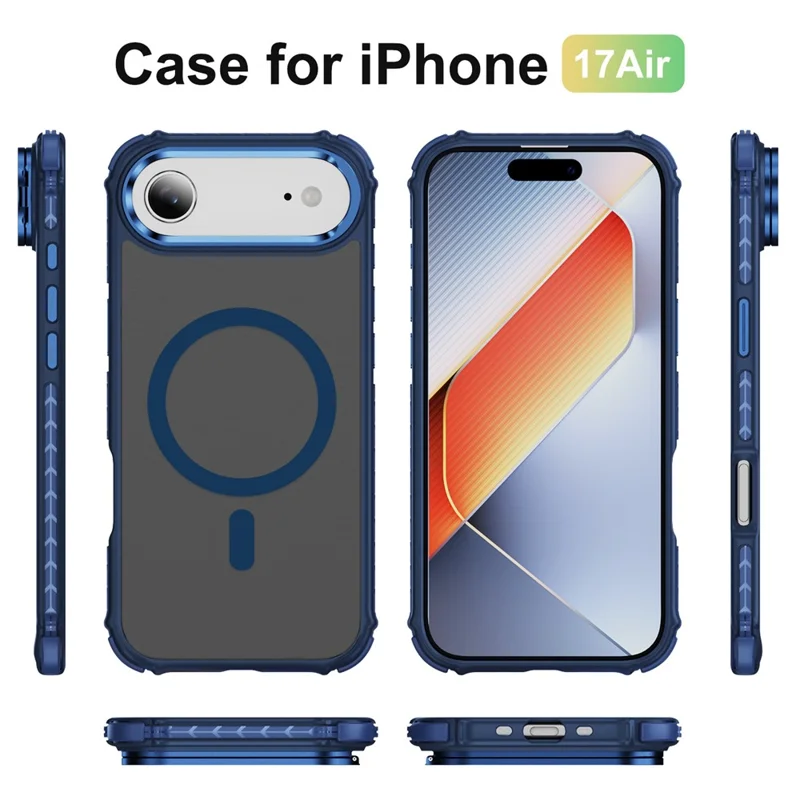 For iPhone Air Case with Lens Kickstand Matte Phone Back Cover Compatible with MagSafe - Blue