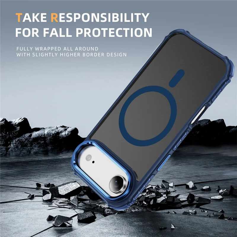 For iPhone Air Case with Lens Kickstand Matte Phone Back Cover Compatible with MagSafe - Blue