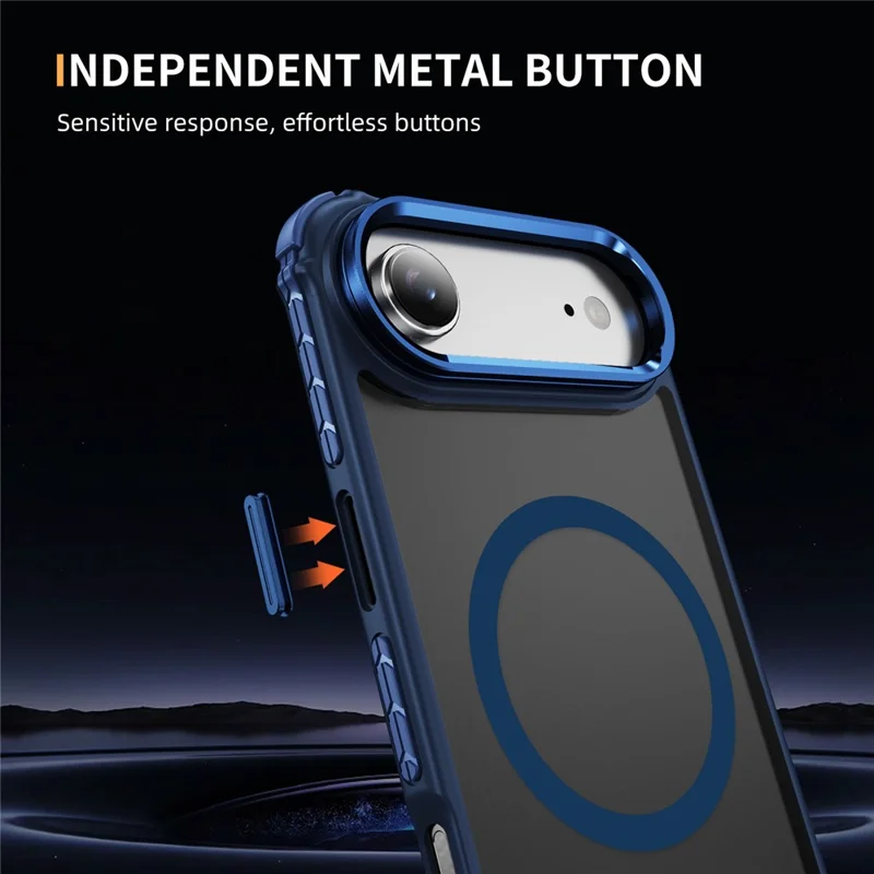 For iPhone Air Case with Lens Kickstand Matte Phone Back Cover Compatible with MagSafe - Blue