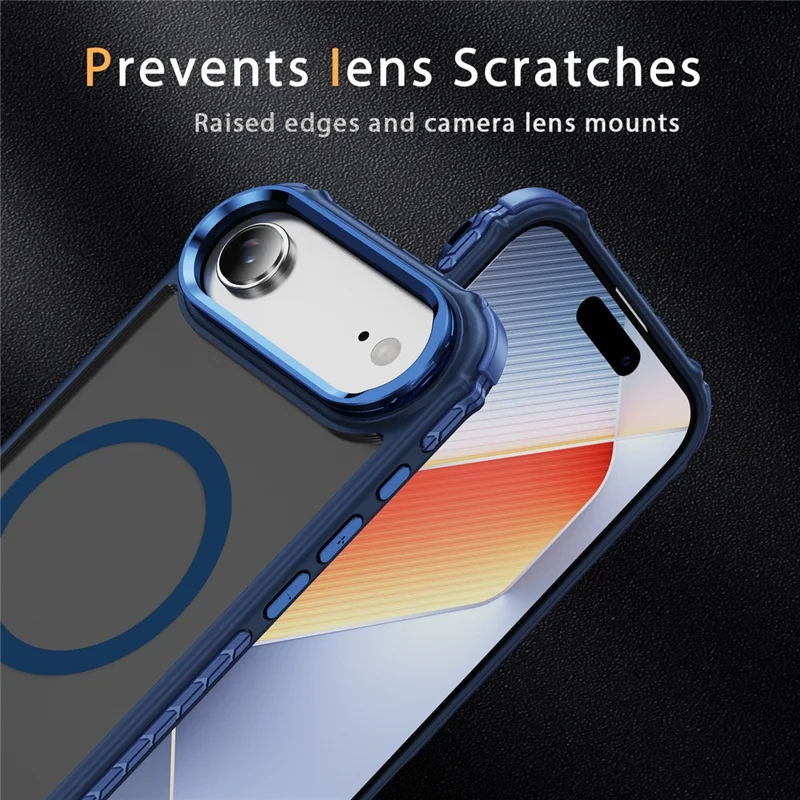 For iPhone Air Case with Lens Kickstand Matte Phone Back Cover Compatible with MagSafe - Blue