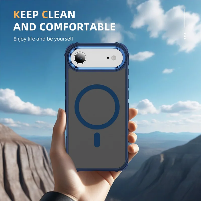 For iPhone Air Case with Lens Kickstand Matte Phone Back Cover Compatible with MagSafe - Blue