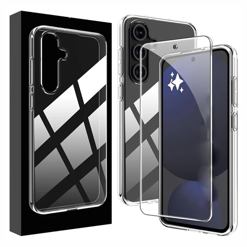 Per Samsung Galaxy S25 FE Cover Trasparente in TPU Antigraffio + Pellicola Protettiva Curva 2.5D per Schermo