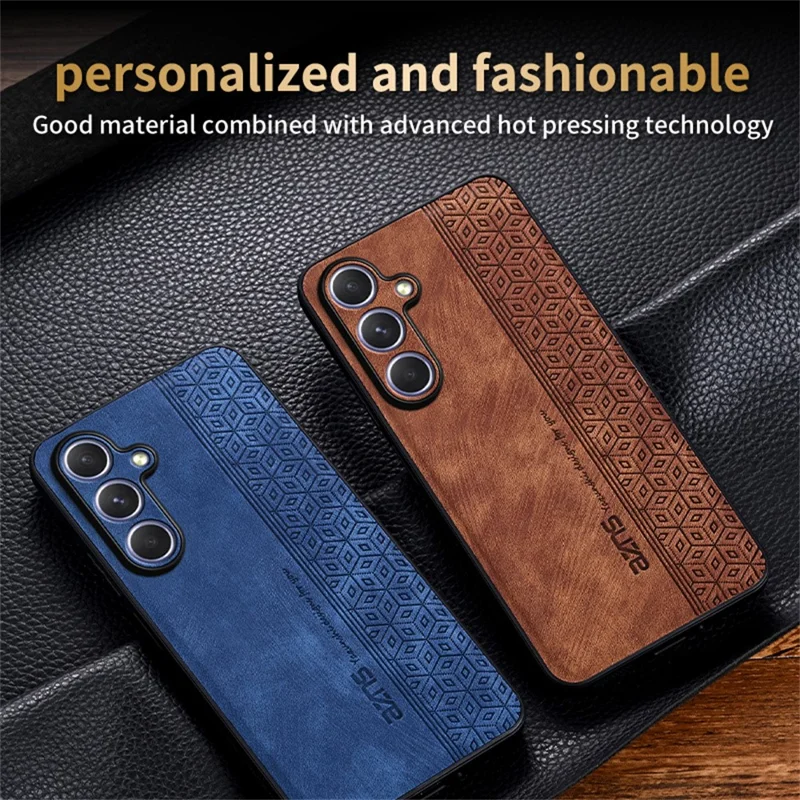 AZNS For Samsung Galaxy S25 FE Case Protective PU Leather Covered TPU Phone Shell - Purple