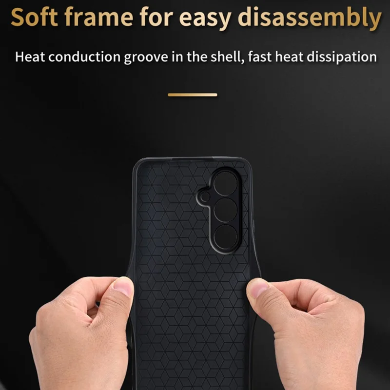 AZNS For Samsung Galaxy S25 FE Case Protective PU Leather Covered TPU Phone Shell - Purple