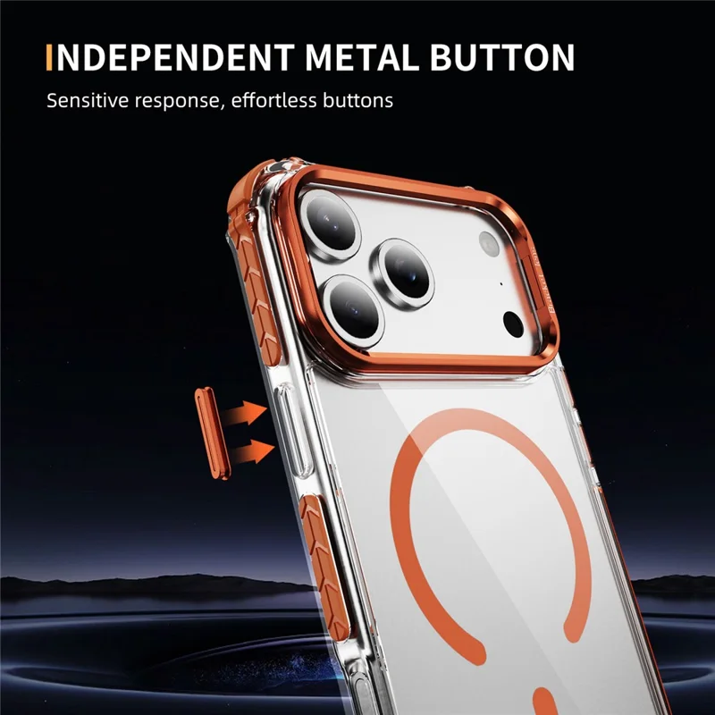 For iPhone 17 Pro Clear Phone Case with Lens Kickstand Cover Compatible with MagSafe - Orange