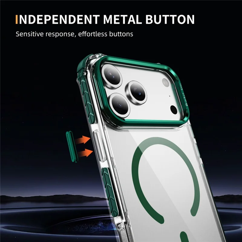 For iPhone 17 Pro Clear Phone Case with Lens Kickstand Cover Compatible with MagSafe - Green