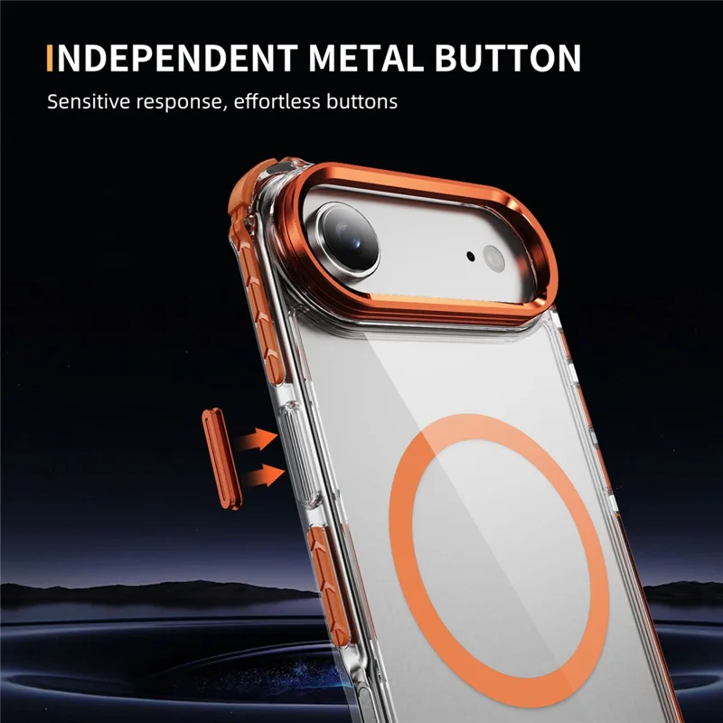 For iPhone 17 Air Clear Phone Case with Lens Kickstand Cover Compatible with MagSafe - Orange