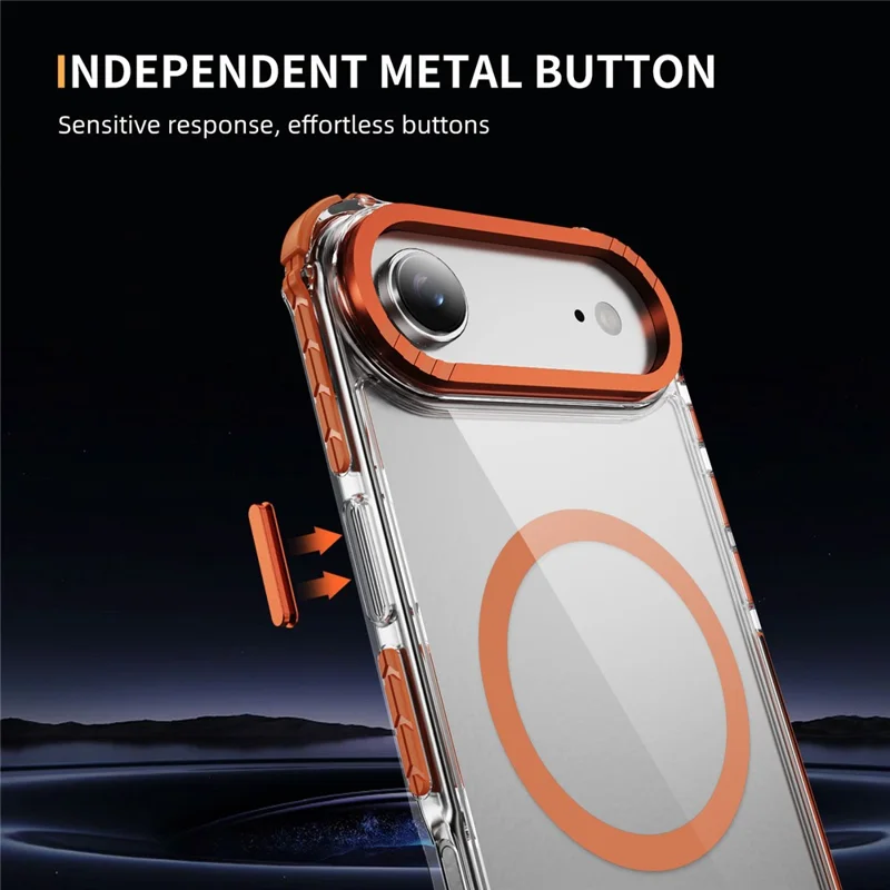 For iPhone 17 Air Case Crystal Clear Airbag TPU + PC Phone Back Cover Compatible with MagSafe - Orange