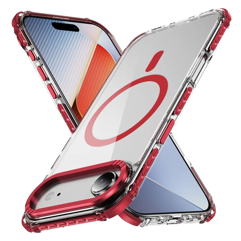 For iPhone Air Case Crystal Clear Airbag TPU + PC Phone Back Cover Compatible with MagSafe - Red
