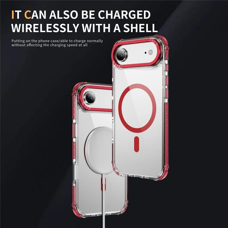 For iPhone Air Case Crystal Clear Airbag TPU + PC Phone Back Cover Compatible with MagSafe - Red