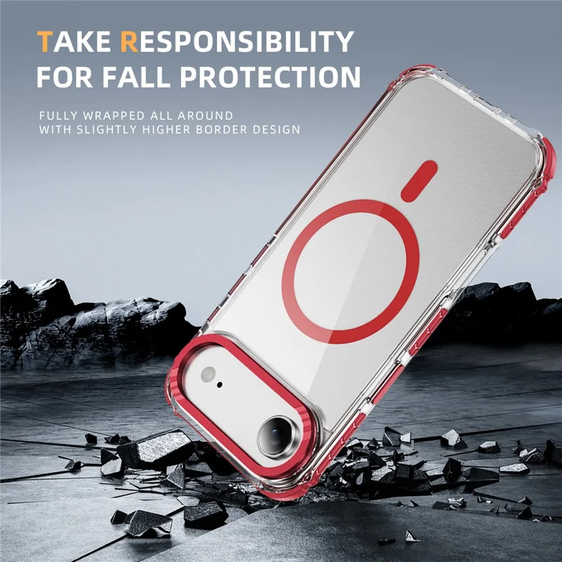 For iPhone Air Case Crystal Clear Airbag TPU + PC Phone Back Cover Compatible with MagSafe - Red