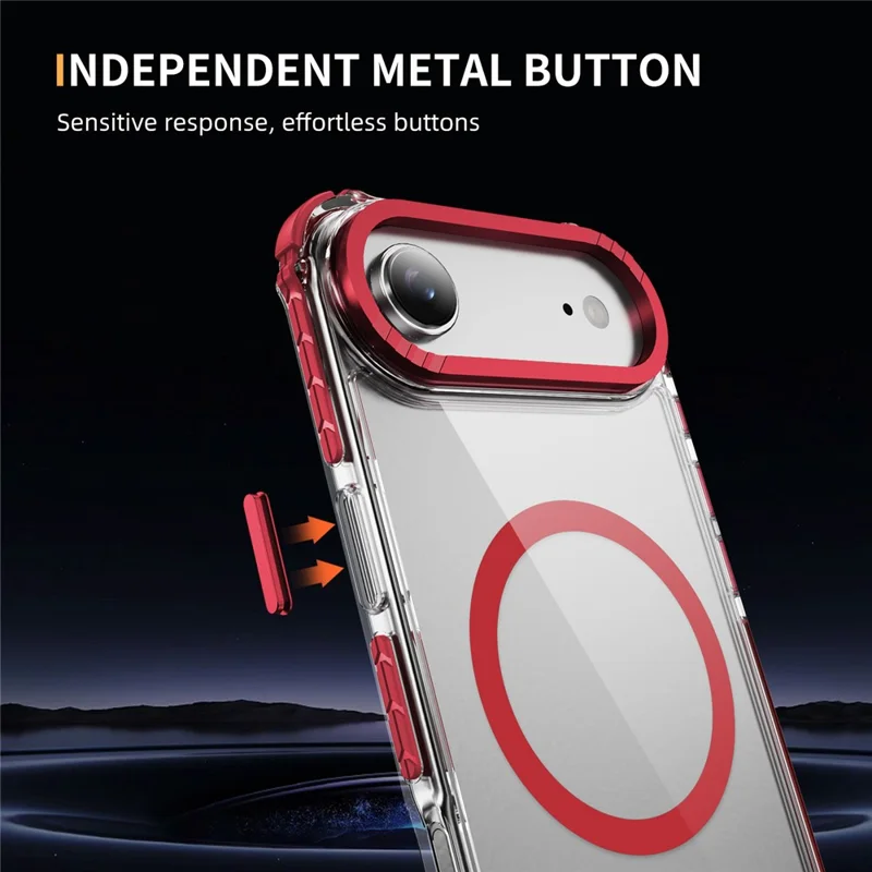 For iPhone Air Case Crystal Clear Airbag TPU + PC Phone Back Cover Compatible with MagSafe - Red