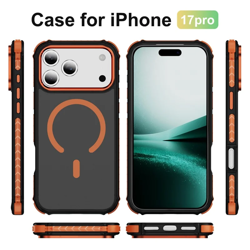 For iPhone 17 Pro Case Compatible with MagSafe PC + TPU Skin Feeling Back Cover - Orange