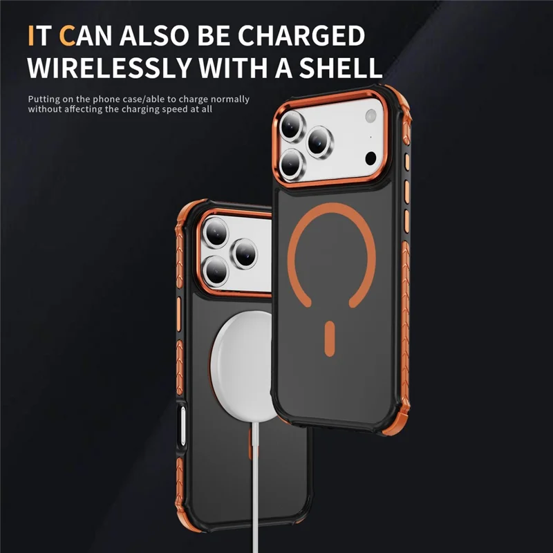For iPhone 17 Pro Case Compatible with MagSafe PC + TPU Skin Feeling Back Cover - Orange