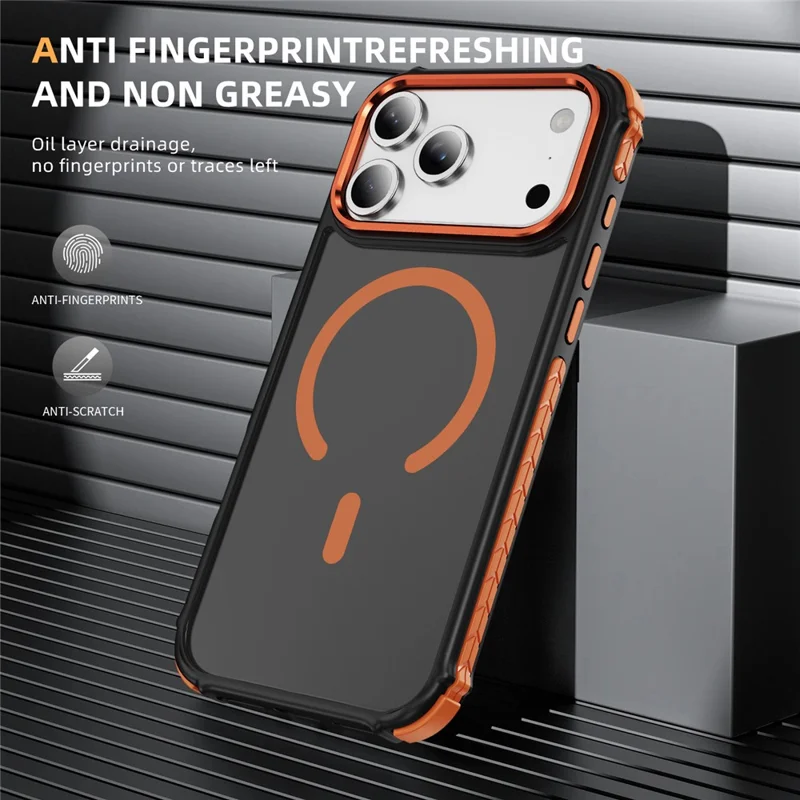For iPhone 17 Pro Case Compatible with MagSafe PC + TPU Skin Feeling Back Cover - Orange