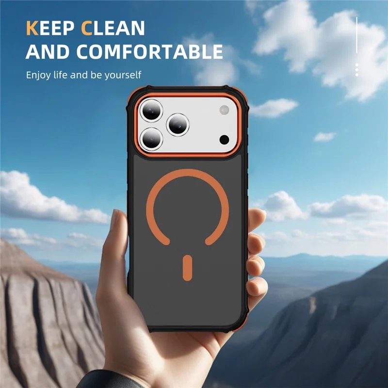 For iPhone 17 Pro Case Compatible with MagSafe PC + TPU Skin Feeling Back Cover - Orange