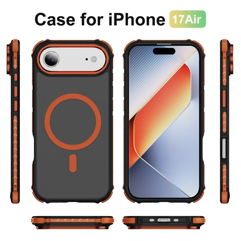 Coque Air Compatible avec iPhone 17 MagSafe PC + Revêtement en TPU Sensation Peau - Orange
