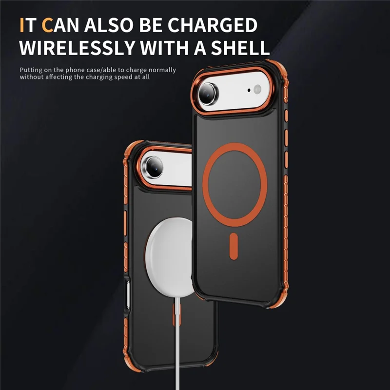 Coque Air Compatible avec iPhone 17 MagSafe PC + Revêtement en TPU Sensation Peau - Orange