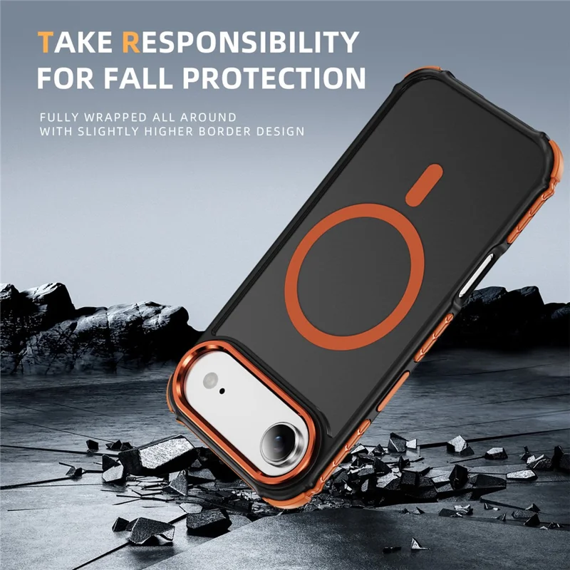 Coque Air Compatible avec iPhone 17 MagSafe PC + Revêtement en TPU Sensation Peau - Orange