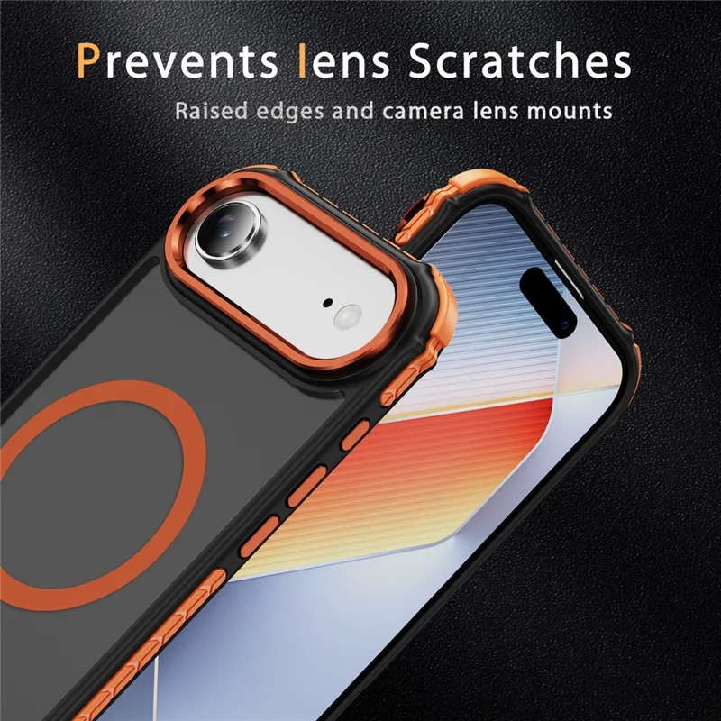 Coque Air Compatible avec iPhone 17 MagSafe PC + Revêtement en TPU Sensation Peau - Orange
