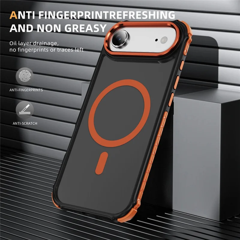 Coque Air Compatible avec iPhone 17 MagSafe PC + Revêtement en TPU Sensation Peau - Orange