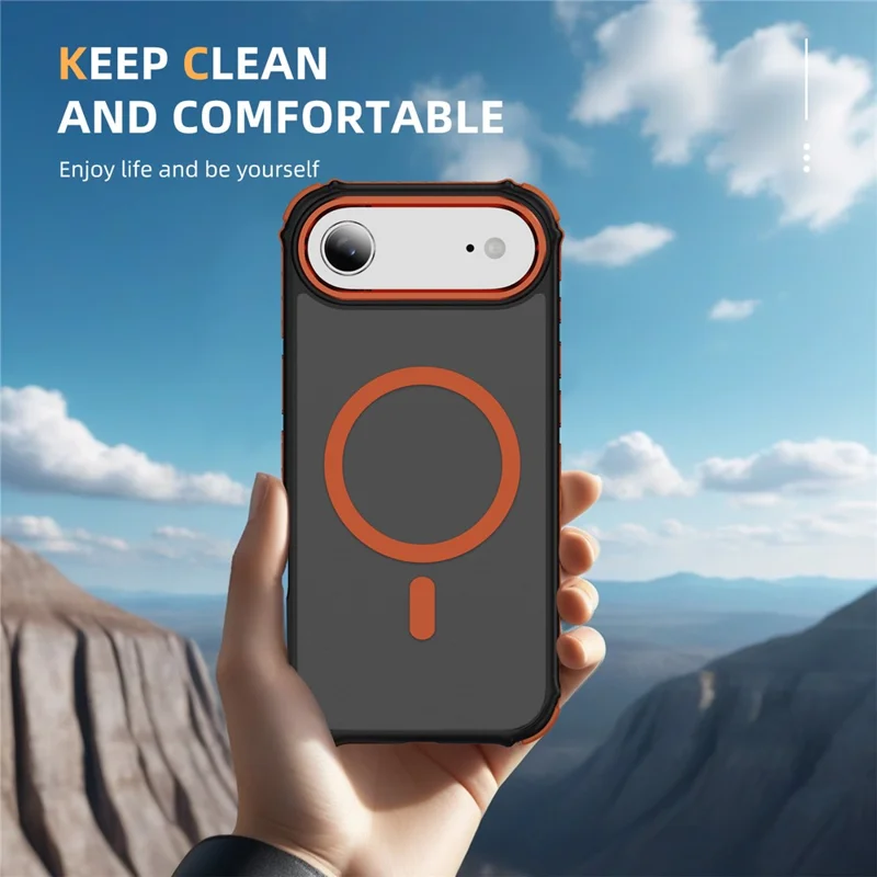 Coque Air Compatible avec iPhone 17 MagSafe PC + Revêtement en TPU Sensation Peau - Orange