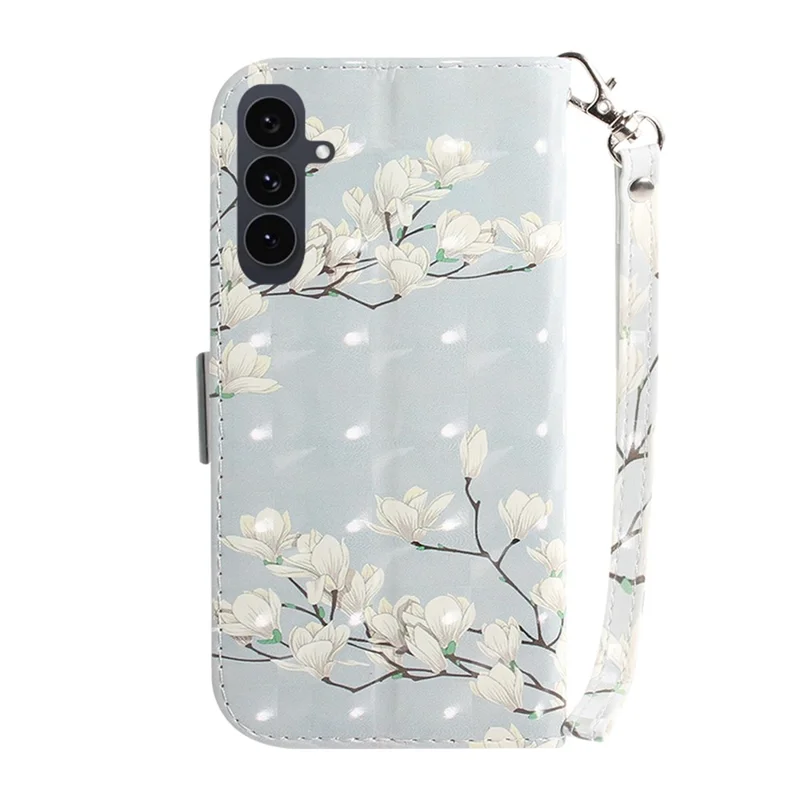 For Samsung Galaxy S25 FE Case Pattern Printing Leather Wallet Phone Cover with Wrist Strap - Magnolia