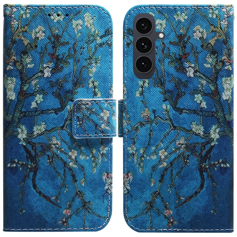 For Samsung Galaxy S25 FE Wallet Case Pattern Print Leather Phone Cover - Apricot Flowers