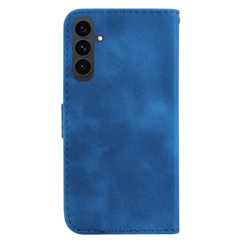 Funda de Cuero con Soporte para Samsung Galaxy S25 FE con Patrón en Forma de 7 e Incluye Correa - Azul Oscuro