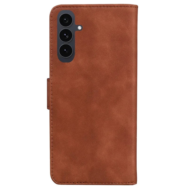 For Samsung Galaxy S25 FE Case Solid Color Leather Wallet Phone Cover - Brown