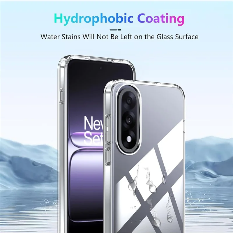 Чехол для OnePlus Nord 5 5G из ТПУ, прозрачный + 2 шт. защитного закаленного стекла с изогнутым краем 2.5D