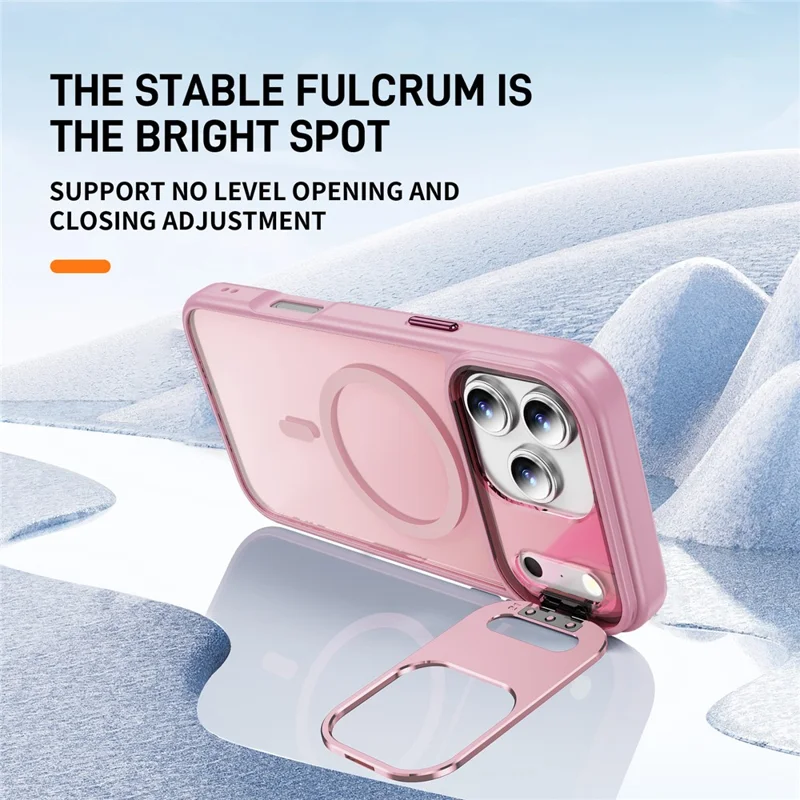 For iPhone 17 Pro Magnetic Case with Lens Kickstand Skin-Touch PC + TPU Phone Cover - Transparent Pink