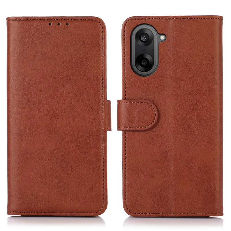 For OnePlus Nord CE5 5G Case Cowhide Texture Leather Wallet Phone Cover with Stand - Brown