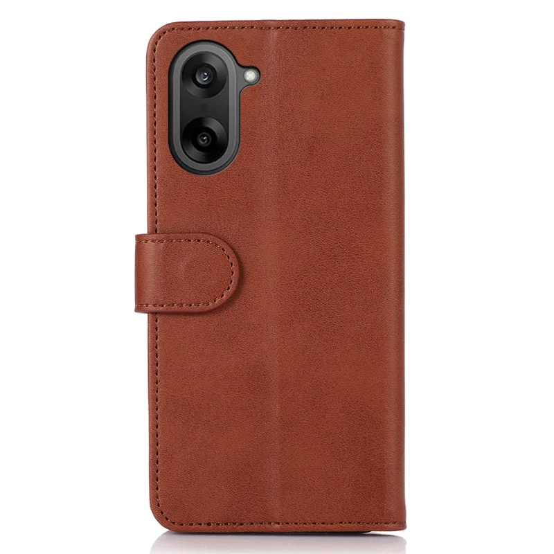 For OnePlus Nord CE5 5G Case Cowhide Texture Leather Wallet Phone Cover with Stand - Brown