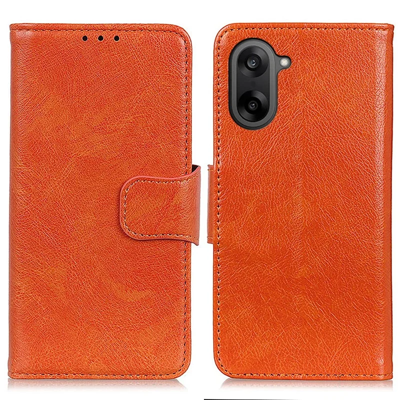 Funda para OnePlus Nord CE5 5G Textura de Napa Funda de Cartera de Cuero Dividido - Naranja