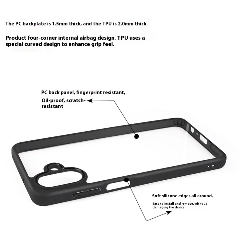 Capa para Samsung Galaxy A07 4G à Prova de Choque PC + TPU Transparente para Celular