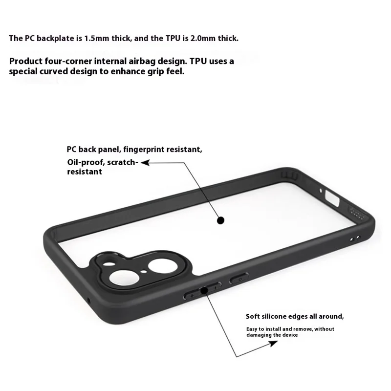 OnePlus Nord CE5 5G Hülle Stoßfest PC + TPU Transparente Rückseite Handyhülle