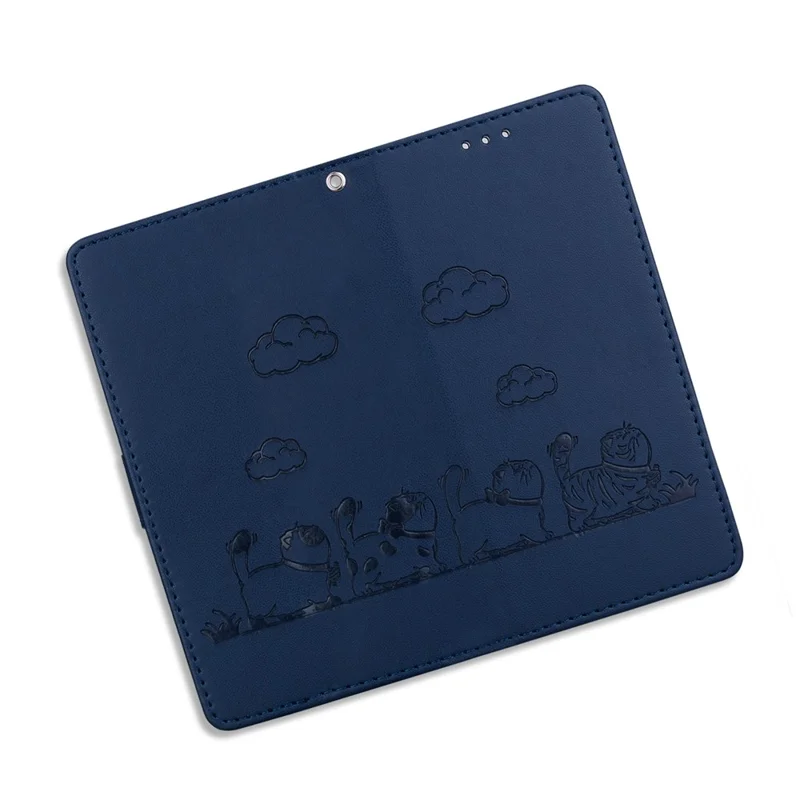 For Motorola Moto G56 5G Case RFID Blocking Kitten Pattern TPU + PU Leather Phone Cover with Wrist Strap - Blue